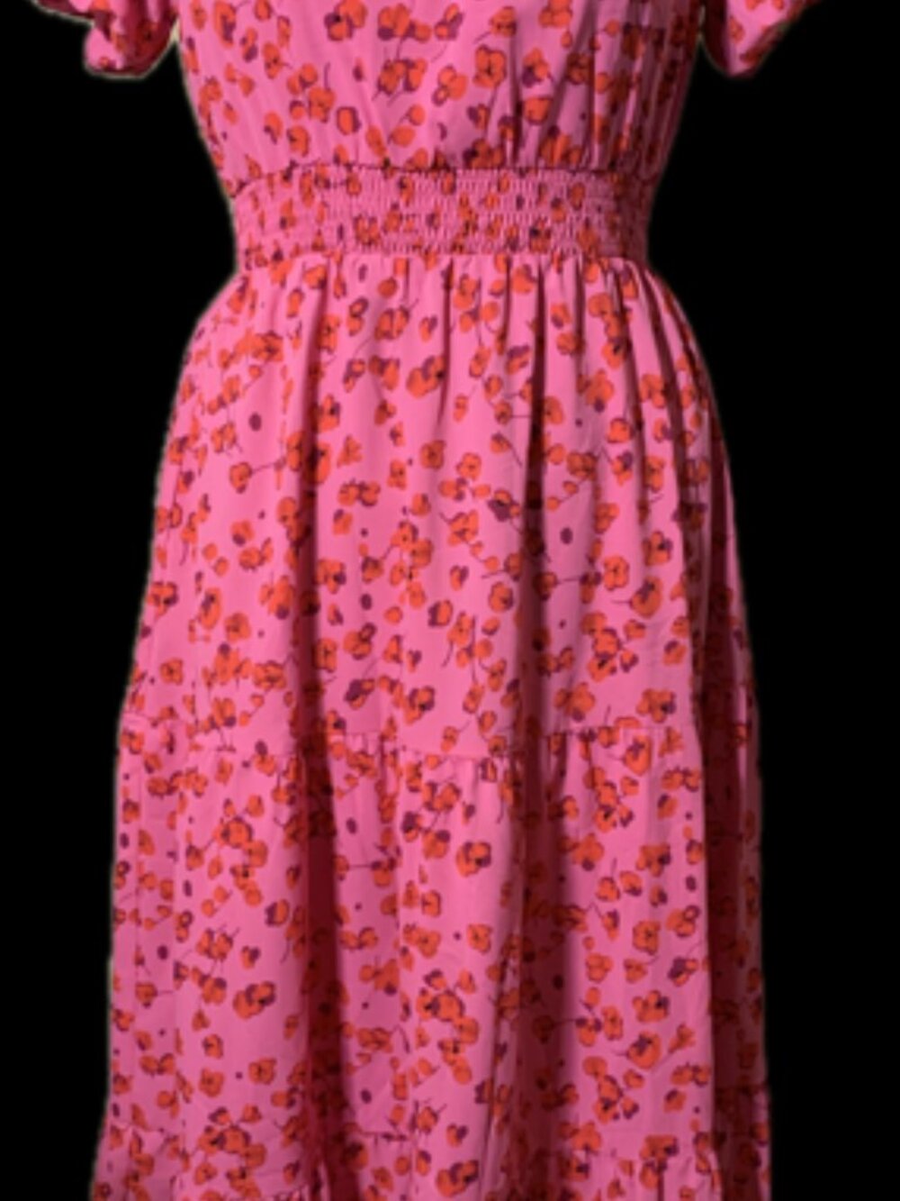 PRETTYGARDEN Fuchsia Floral Smocked Maxi Dress M/L NWT Cottagecore Boho - Picture 10 of 10